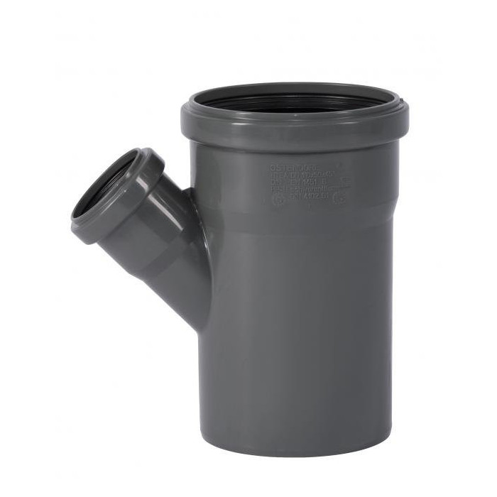 Iekšējās notekūdeņu trišakis WAVIN Optima 75 x 50/45°, pelēks