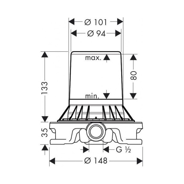 Concealed part for the floor mixer HANSGROHE AXOR, 10452180
