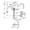 Izlietnes jaucējkrāns GROHE Essence S izmērs, 24172KF1