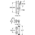 Термостатический смеситель для душа GROHE Grohtherm 2000 с душевым комплектом Cosmopolitan, 34482001