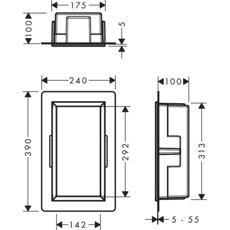 Потолочная ниша HANSGROHE XtraStoris Original 300 x 150 x 100, черная-матовая, 56057670