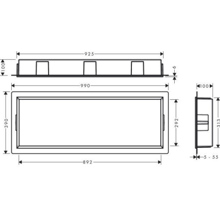 Potinkinā niša HANSGROHE XtraStoris Original 300 x 900 x 100, melna-matēta, 56067670