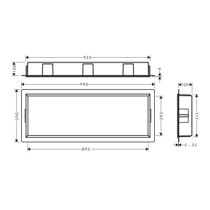 Potinkinā niša HANSGROHE XtraStoris Original 300 x 900 x 100, melna-matēta, 56067670