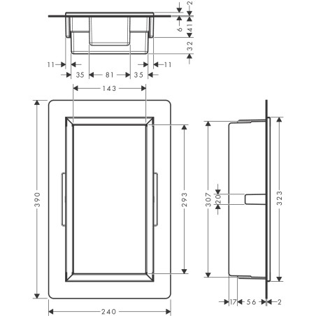 Potinkinā niša HANSGROHE XtraStoris Original 300 x 150 x 70, melna-matēta, 56092670