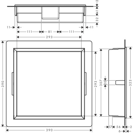 Potinkinā niša HANSGROHE XtraStoris Original 300 x 300 x 70, melna-matēta, 56093670