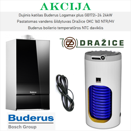Akciju BUDERUS GB172i-24 ir DRAŽICE apkures iekārtu komplekts