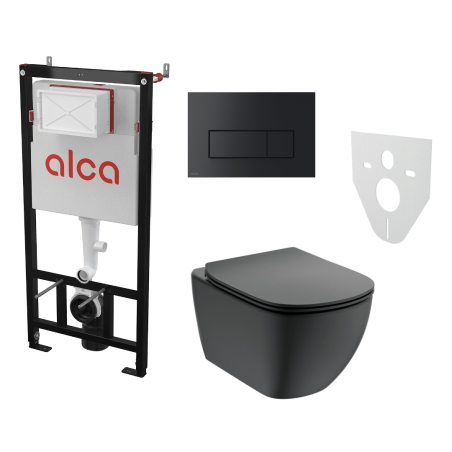 Potinkamā WC rāmja komplekti ALCADRAIN (4 in 1) + piekārtais elements ar vāku IDEAL STANDARD Tesi ar AquaBlade