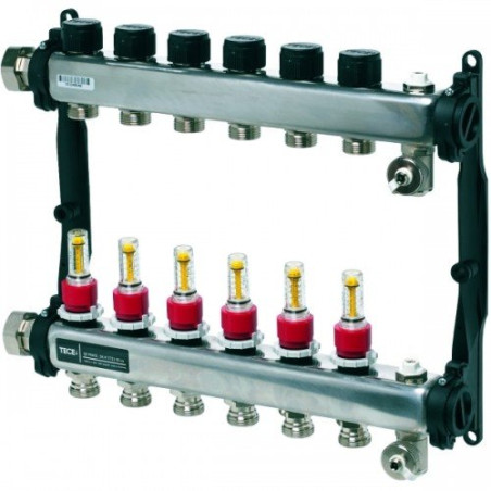 TECEfloor adjustable underfloor heating manifold 9 circuits with flow meters