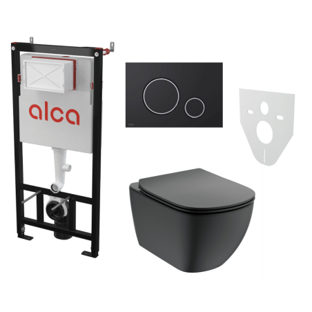 Concealed WC frame sets ALCADRAIN (4 in 1) + wall-mounted unit with lid IDEAL STANDARD Tesi with AquaBlade