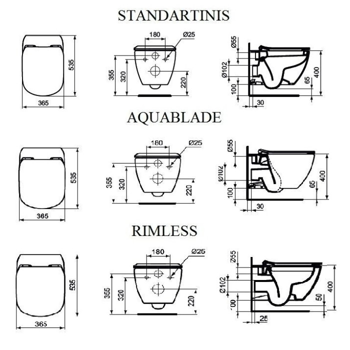 Concealed WC frame sets ALCADRAIN (4 in 1) + wall-mounted unit with lid IDEAL STANDARD Tesi with AquaBlade