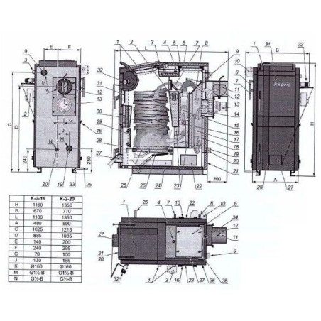 Cietā kurināmā katls KALVIS K-2-16N