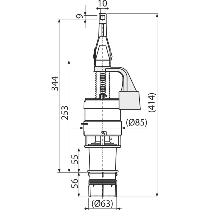 Water drainage mechanism for 850 mm high concealed frame ALCADRAIN A06-850