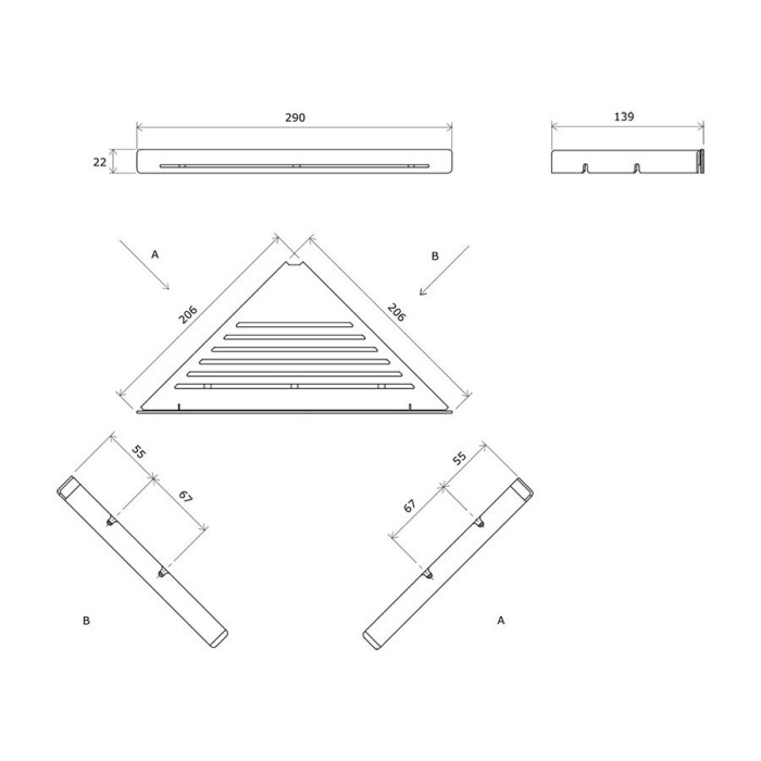 Stūra plaukts RAVAK Slim C, satīns-hroms, X07P578