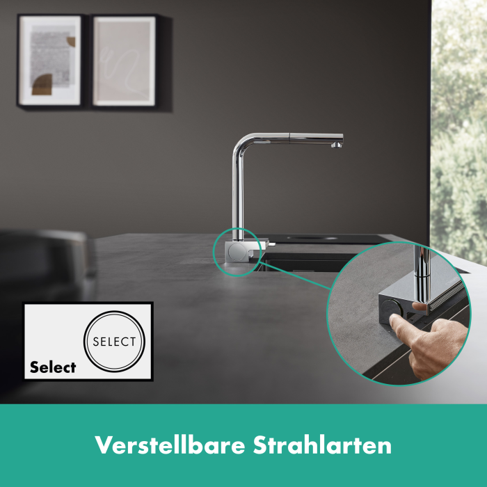 Virtuves (izlietnes) maisītājs ar izvelkamu šļūteni HANSGROHE Aquno Select M81, 73830800