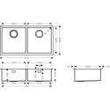 Nerūsējošā tērauda izlietne HANSGROHE 815 x 450 mm, 43430800