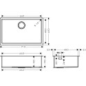 Stainless steel sink HANSGROHE 710 x 450 mm, 43428800