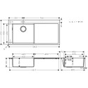 Stainless steel sink HANSGROHE 1045 x 510 mm, right, 43331800