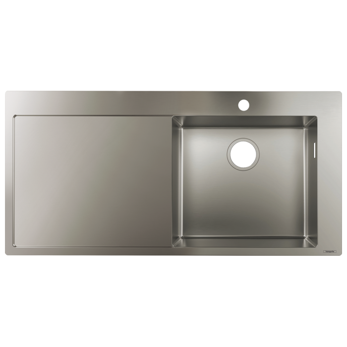 Nerūsējošā tērauda izlietne HANSGROHE 1045 x 510 mm, kreisā, 43306800