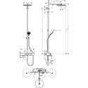 Термостатическая система дождевого душа с изливом для ванны HANSGROHE Pulsify S 260 1 jet, 24230000