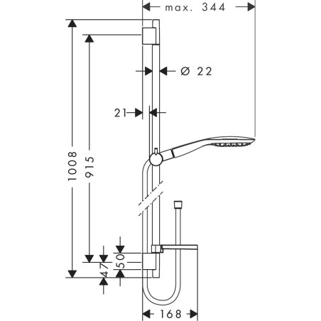 Dušas stenda komplekti HANSGROHE Raindance Select E 150 3jet & Unica'S Puro 90 cm, 27857000