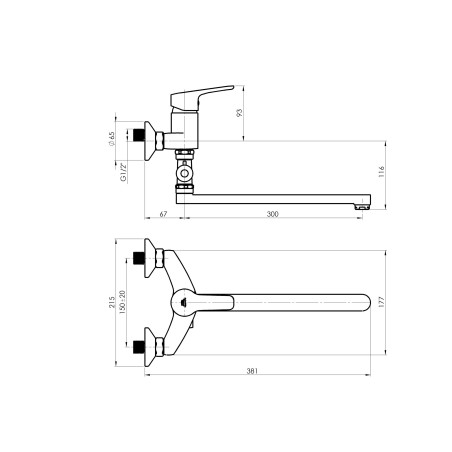 Bathroom faucet set RUBINETA UNO-12/C, N2CD01