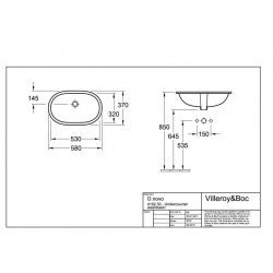 The sink VILLEROY & BOSH O.Novo 530 x 320, 41625001 is installed under the countertop.