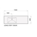 Stone composite furniture washbasin PAA Long Step, 1500 x 490 mm, ILS1500/K/00