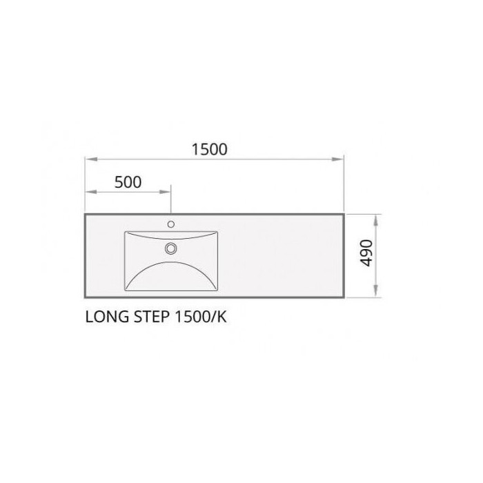 Akmens masas mēbeļu izlietne PAA Long Step, 1500 x 490 mm, ILS1500/K/00