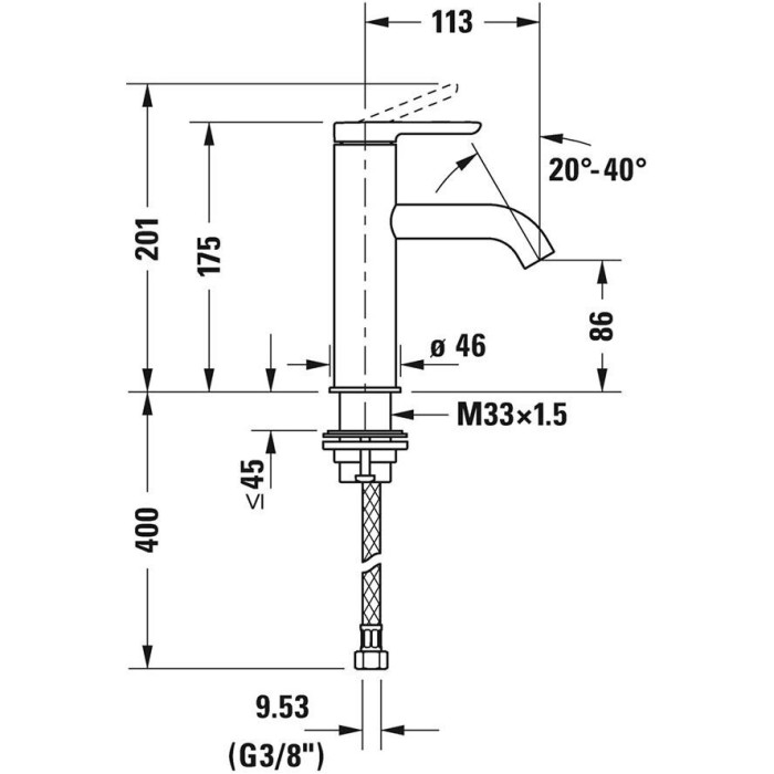 Mixer for washbasin DURAVIT C.1 M, C11020001010
