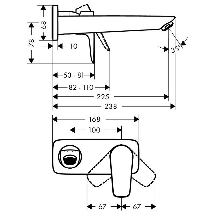 Built-in mixer for sink with built-in part HANSGROHE Talis E 225 mm, 71734700+13622180