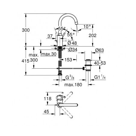 GROHE Concetto L basin mixer, 32629002