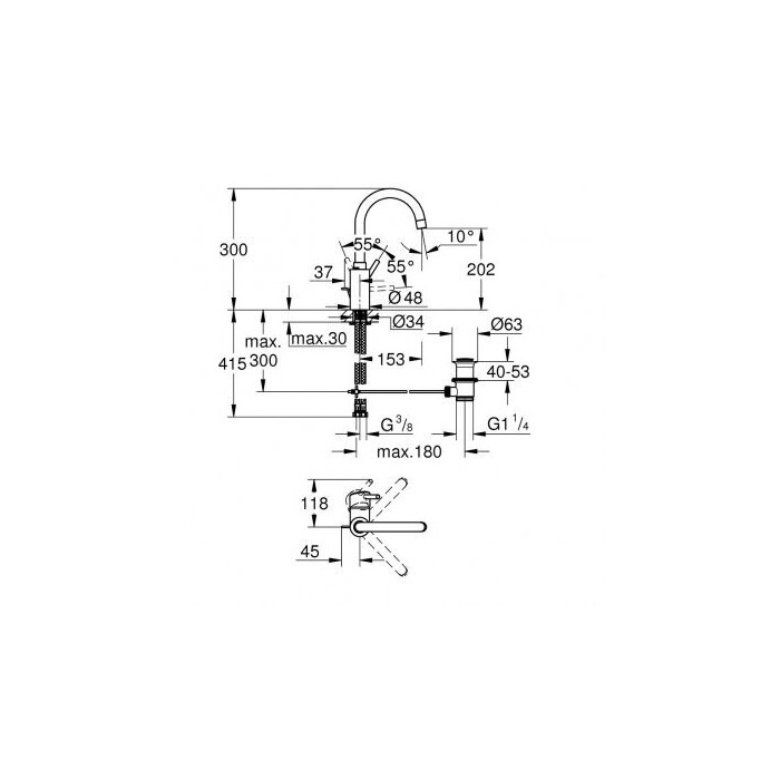 GROHE Concetto L basin mixer, 32629002
