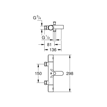 Termostatiskais maisītājs vannai-dušai GROHE Grohtherm 800 Cosmopolitan, 34770000
