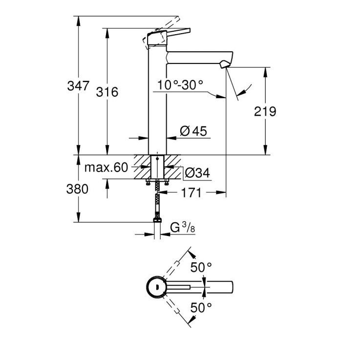 Смеситель для раковины GROHE Concetto XL, 23920001