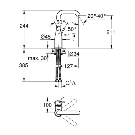 Izlietnes jaucējkrāns GROHE Essence L, 23541001
