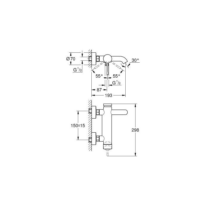 Смеситель для ванной - душ GROHE Essence New, 33624GL1