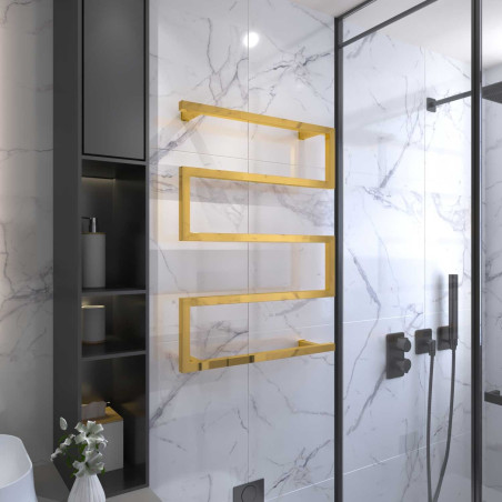 Electric towel rack heater MEPA Lenkimas 600 x 800 mm, gold feathers