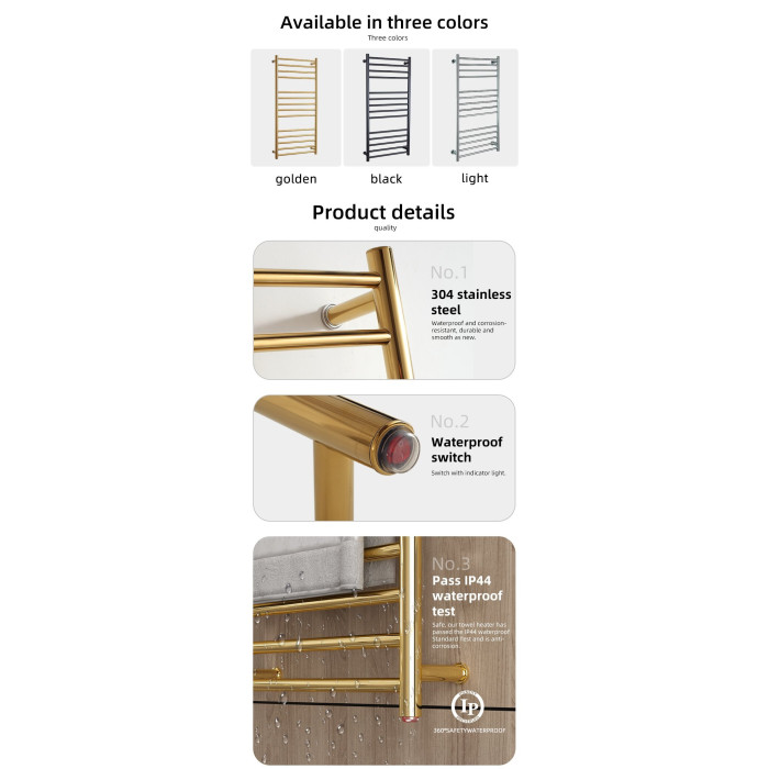 Elektriskā dvieļu pakaramais MEPAheat Plain Gold 520 x 1100 mm