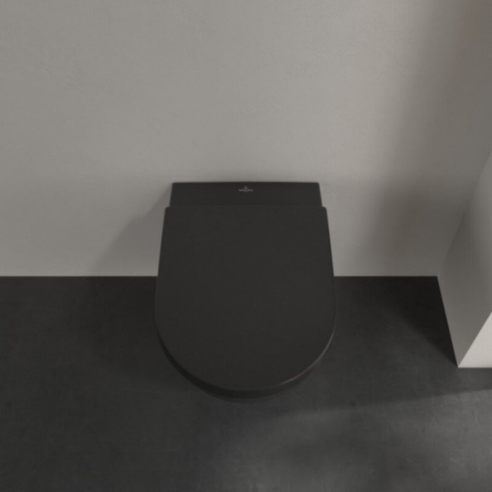 Potinkamā WC rāmja (4 in 1 Black) un tualetes poda komplekts VILLEROY & BOCH Subway 2.0 ar Ceramic plus pārklājumu un mīkstā aiz