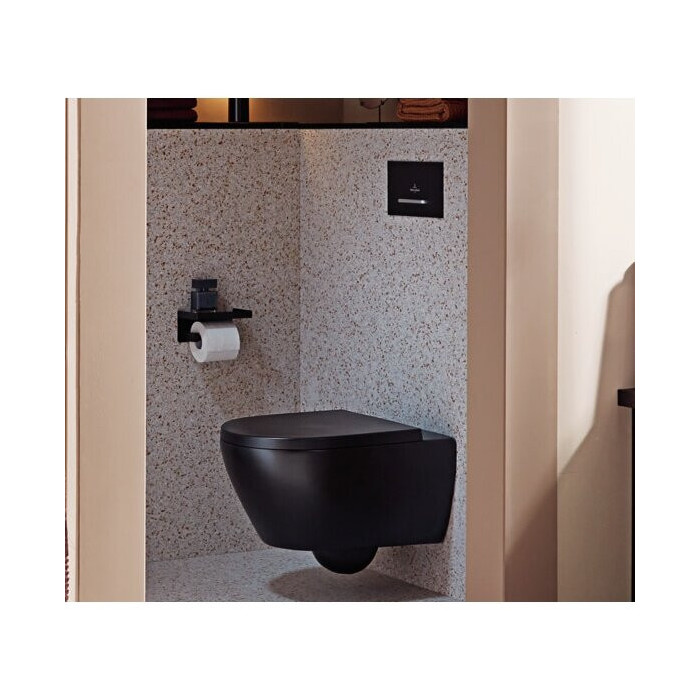 Potinkamā WC rāmja (4 in 1 Black) un tualetes poda komplekts VILLEROY & BOCH Subway 2.0 ar Ceramic plus pārklājumu un mīkstā aiz
