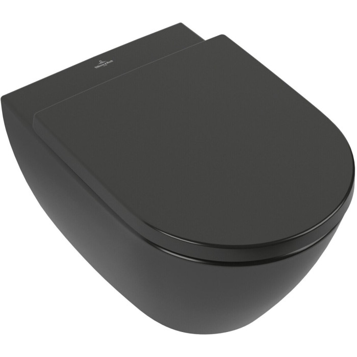 Potinkamā WC rāmja (4 in 1 Black) un tualetes poda komplekts VILLEROY & BOCH Subway 2.0 ar Ceramic plus pārklājumu un mīkstā aiz