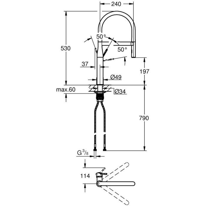 Смеситель для кухни (раковины) GROHE Essence, 30503DC0