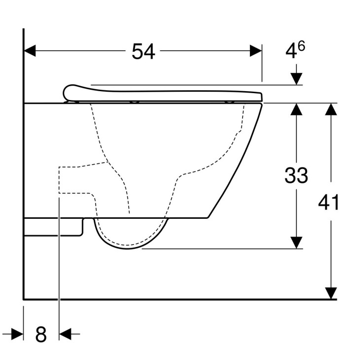 Wall-mounted toilet GEBERIT Smyle Square Rimless with slow-closing lid, 500208011+500688011