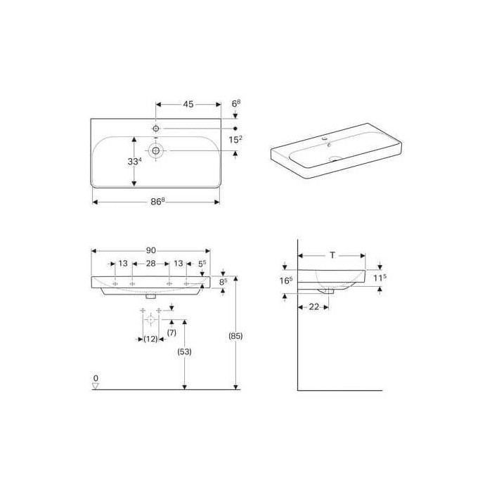 Praustuvas baldinis GEBERIT Smile Square 90 cm