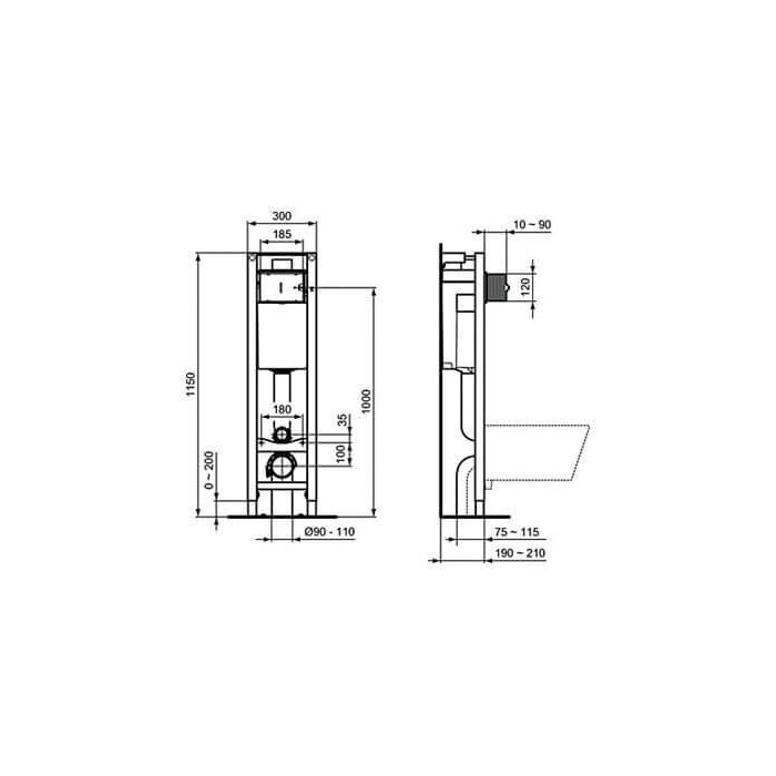 Potinkamais WC rāmis IDEAL STANDARD ProSys 30 cm (2 in 1), E233267