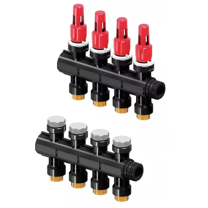 Adjustable underfloor heating manifold UPONOR Vario Plus 4 circuits with flow meters, 1030584