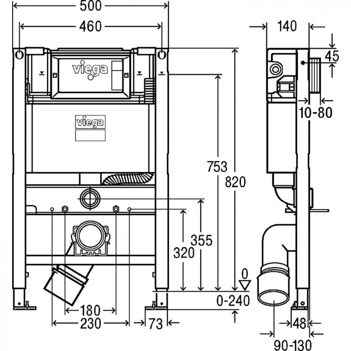 Potinkamais WC rāmis VIEGA Prevista 82 cm, 772017