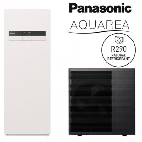 Uz jaunākās paaudzes siltumsūknis gaiss - ūdens 3 kW PANASONIC Aquarea ar integrētu 185 l katlu, vienfāzes
