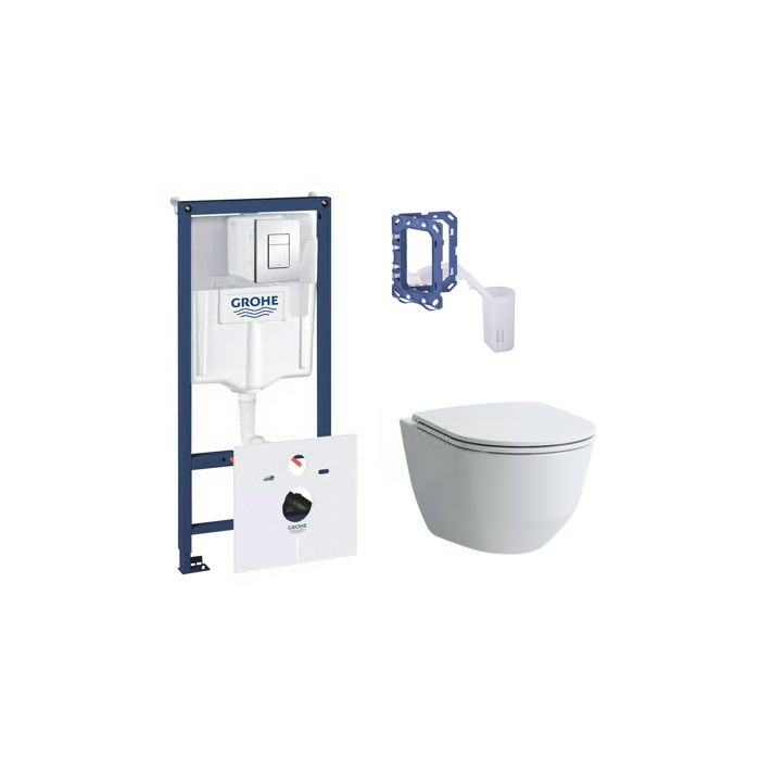 Подводной рама унитаза GROHE Rapid SL 5 в 1 + подвесной унитаз LAUFEN Pro Rimless с крышкой SLIM Slowclose