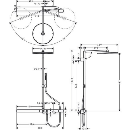 Thermostatic rain shower system HANSGROHE AXOR ShowerSolutions, 27984000